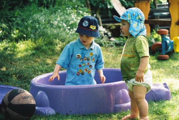 Playing in the hippo pool!