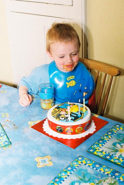 Ewen blowing out the birthday candles