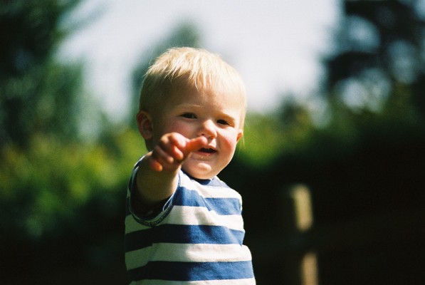 Iain pointing in the air